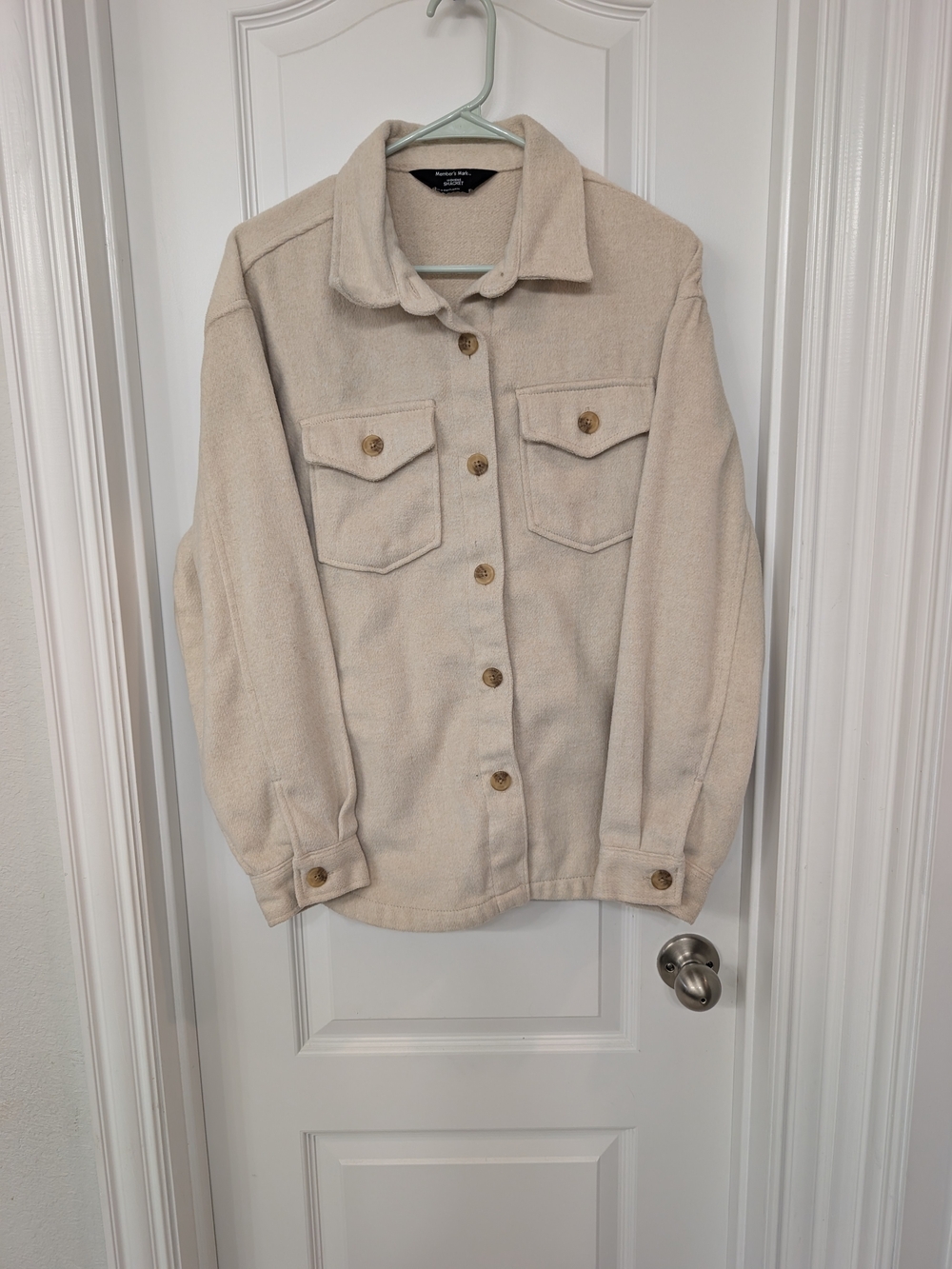 Cream Utility Shacket with Button-Front